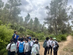 Alumnos de 5.º de Primaria durante la excursión al Parque Dehesa del Carrascal